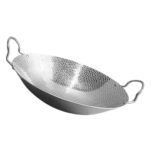 CONGARTENO Olla de Cocina Metálica Inoxidable con Doble Asa Sartén Redonda para Camping y Uso Doméstico Fácil de Limpiar y Calentamiento Uniforme Utensilio Práctico para Cocina Familiar
