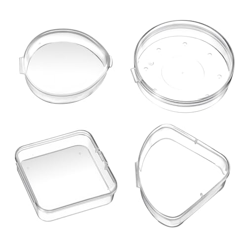 Powder Puff Case, 4 PCS Toner Pad Travel Case Round Makeup Puff Protective Container Clear Makeup Sponge Protective Container Portable Holder（No Powder Puff）