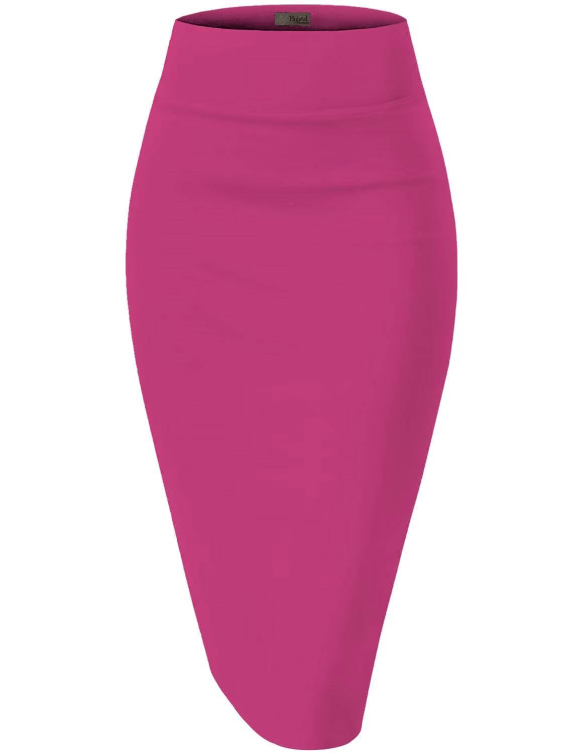 Hybrid Company Womens Premium Nylon Ponte Stretch High Waist Pencil Suit Skirt Below Knee KSK45002 1073T Fuchsia M