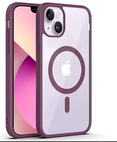 Image of Protective Phone Cover Compatible for iPhone 13 Case Silicone Case Support Mag-Safe Charging Transparent Scratch-Resistant Back Cover - Wine Color