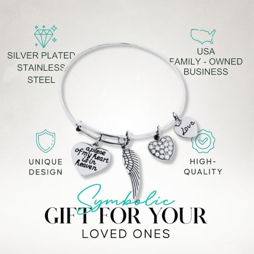 Infinity Collection Memorial Gifts for Loss of Mom Dad In Memory of Jewelry Sympathy Bracelet Bereavement A Piece of My Heart is in Heaven Engraved Grief Gifts for Women2
