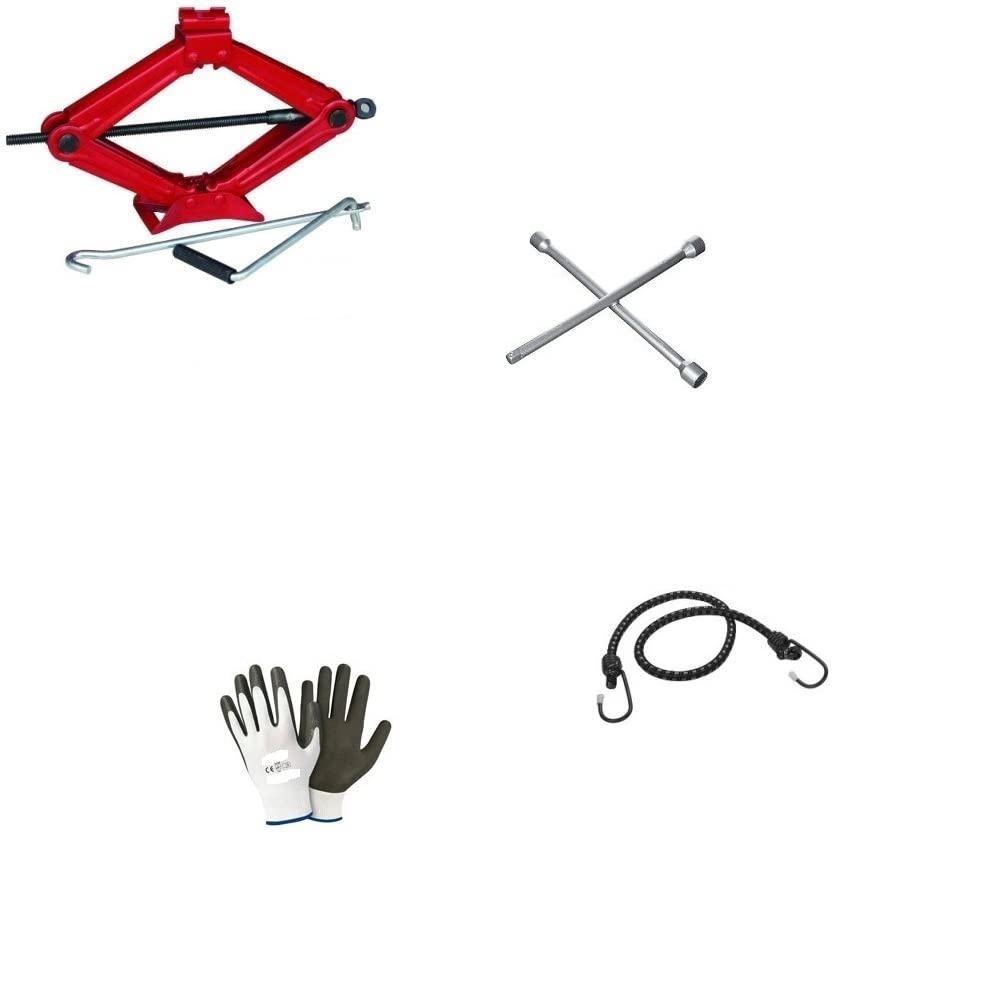 COMPATIBILE CON LANCIA KIT EMERGENZA AUTO CRIC A PANTOGRAFO CON BASE IN ACCIAIO E CHIAVE GIREVOLE + CHIAVE A CROCE PER SVITARE BULLONI CRICK PER SOLLEVAMENTO GOMME UNIVERSALE