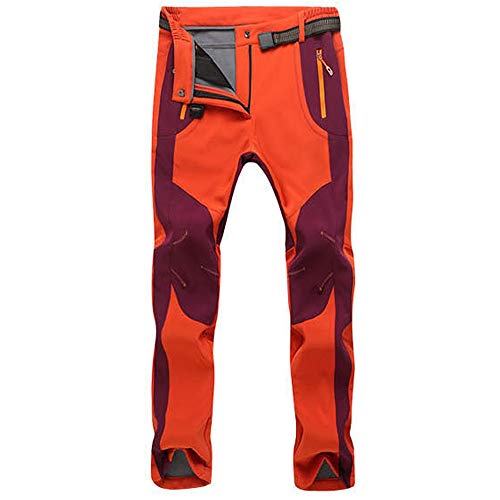 BaoDan Paar Winter Warm Ge gefüttert Trekkinghose Mit Reißverschlusstaschen Wasserdicht Winddicht Outdoor Wandern Warme Schlauch Winter Kleidung Skihose Snowboard Hose Taga Orange 2XL Cover