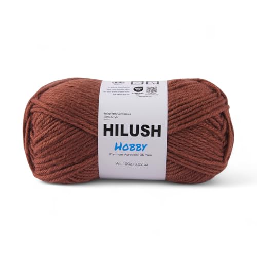 Image of Hobby,Wool Yarn dk Acrylic Hand Knitting Yarn Ball (100g /1 Ball),Suitable for Craft amigurumi Shade 001 (Brown)