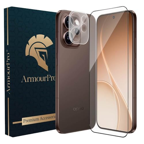Image of ArmourPro Tempered Glass and Clear Camera Lens Protector for Oppo Reno 15 Pro, Edge to Edge Screen Guard, Anti-Bubble, Scratch Resistant, Anti-Fingerprint, Installation Kit | Clear