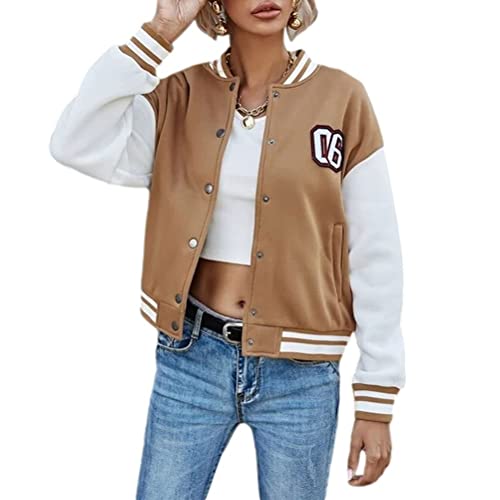 ORANDESIGNE Damen Baseball Jacke Frauen College Jacke Mädchen Wintermantel...