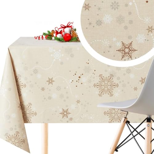 KP HOME Beige Abwischbar Weihnachtstischdecke 200x140 cm –...