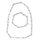 Telooco Stacheldraht Halskette und Armband Set Punk Gothic Metalldraht Armband Halsketten für Hip Hop Rock Y2k Halskette Tägliche Vielseitige Persönlichkeits Accessoires für Herren Damen