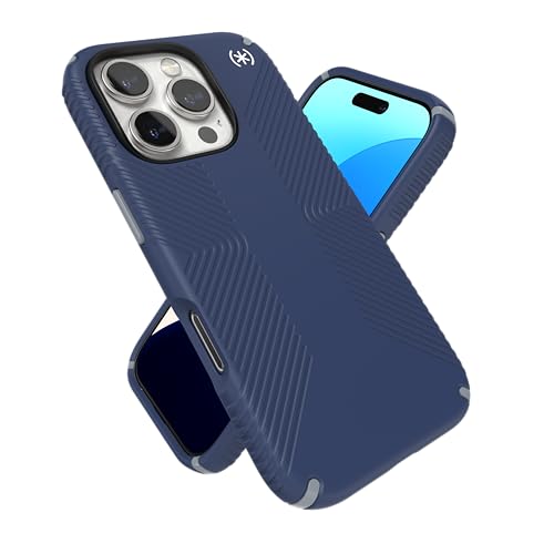 Image of Speck Blue iPhone 16 Pro Case - Slim Phone Case iPhone 16 Pro - iPhone 16 Pro Phone Case - Presidio 2 Grip - Coastal Blue /Dust Grey