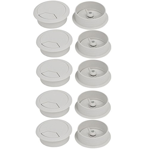 Uxcell a16122600ux0166 Computer Desk Plastic Adjustable Grommet Cable Hole Cover Gray 50mm Dia (Pack of 10)