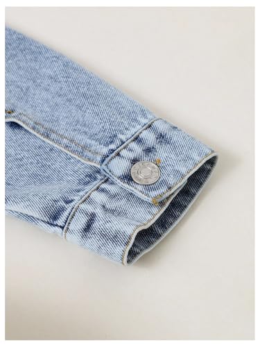Girl's Y2k Ripped Denim Jacket Raw Hem Crop Jean Jacket Long Sleeve Button Down Denim Jean Coat Outerwear4