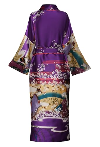 Women's Plus Size Floral Robes Long Satin Kimonos Bathrobes Patterned Long Silky Sleepwear Loungewear2