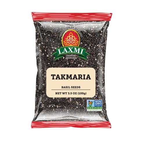 LAXMI Takmaria Basil Seeds Sabja Tukmaria Tulsi Seeds - All Natural NON-GMO Fresh and Pure Product of India - 3.5 oz