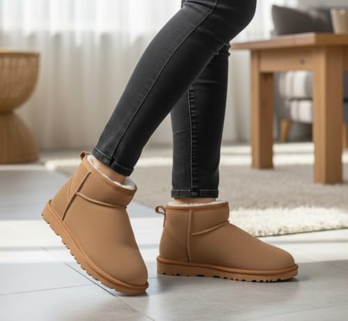 100% Genuine Leather Womens Boots Fur-Lined Waterproof Ankle Boots Women - image 2