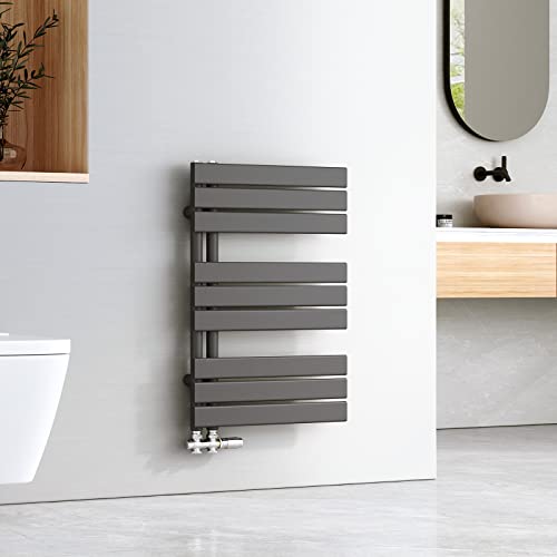 EMKE Radiador de Baño Con Conexión Lateral, 762x500 mm, Soporte Para Toallas, Calefactor, Calefacción de Baño, Color Antracita, 397 Vatios