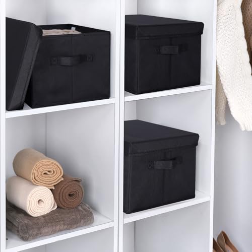 Image of WUIKE Storage Boxes with Lids, Decorative Boxes, Black, Large, 3-Pack