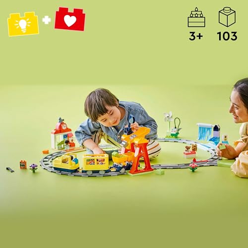Image of LEGO DUPLO Town Big Interactive Community Train Set 10428 - Building Blocks Set for Age 3+ Boys and Girls