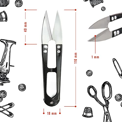 4x Fadenschere scharf aus Edelstahl - Universell einsetzbare Nähschere für präzises Abtrennen von Faden und Garn, zum Basteln und für die Pflanzenpflege