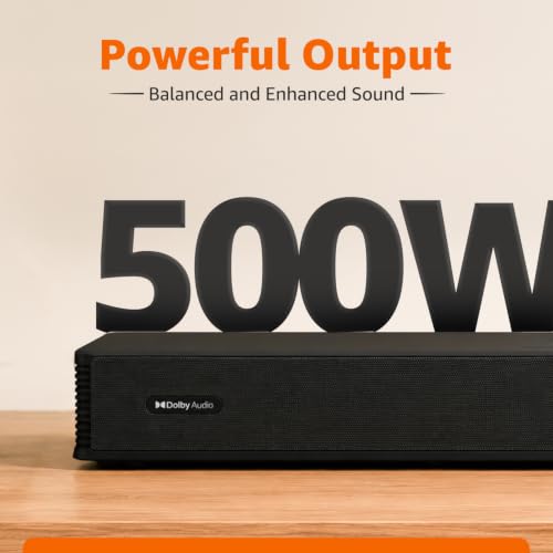 Image of Amazon Basics 500W Soundbar with Subwoofer & Surround Speakers, 5.1 Channel Dolby Digital Home Theatre System for TV, 6.5 inch BassDriver, HDMI ARC, Optical, Bluetooth 5.3, USB, AUX, Remote Control, Black