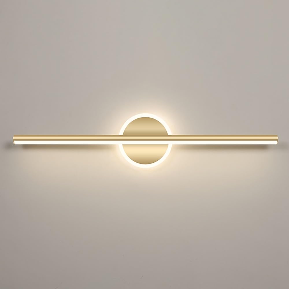 COSRUB Modern Linear LED Vanity Lamp, Long Strip Light Over Mirror Horizontal Minimalist Bathroom Wall Sconces for Shaving Makeup Lighting(Gold(6000K),60cm/23.62in)