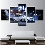  YUANJUN Multi Panneau 5 Parties Tableaux Murale Affiches Photos Décoration Salon Frame Toile Images Motif Graphique Art Mural Stickers Peintures Image De Mur De Voiture Blanche