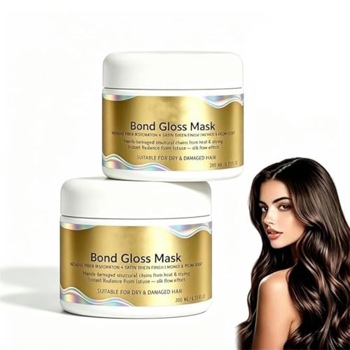 Mascarilla Acondicionadora De Hidratación Profunda Con Queratina Y Ácido Hialurónico, Que Suaviza Y Potencia El Brillo Del Cabello Seco, Apagado Y Dañado; Apta Para Todo Tipo De Cabellos (2pcs)