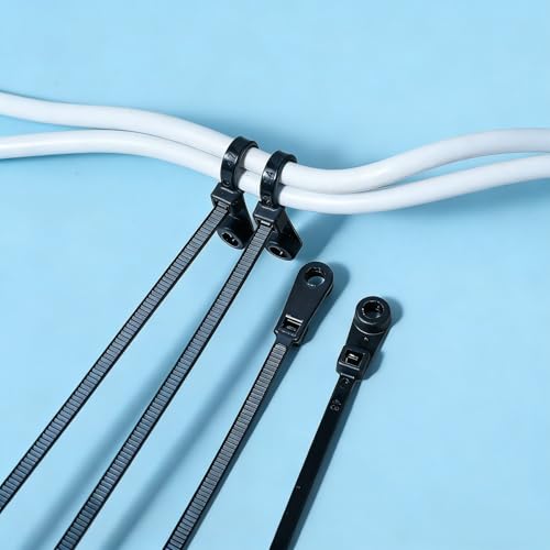 100 Stück Sichere Kabelbinder mit Schlaufen, 20 cm Durchmesser, runde Löcher, extrem kältebeständig, mit Schraubverschluss, vielseitig einsetzbar, selbstverriegelnd, aus Nylon zur Kabelführung