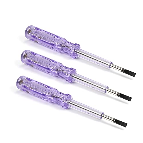 Fielect 3pcs Voltage Tester Voltage Detector Pen Circuit Tester Tool Steel Batch Slotted Test Pencil JRDB-168 AC/DC 100-500V Clear
