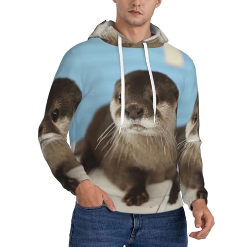Sweat à capuche en polaire homme contre le froid loutre