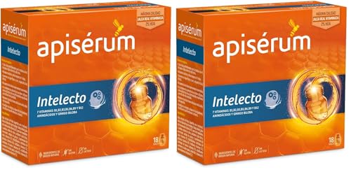 APISERUM Intelecto Viales Bebibles - Favorece el Rendimiento Intelectual, Concentración y Memoria, Multivitamínico con Jalea Real, Vitamina B, Aminoacidos y Ginkgo Biloba (Paquete de 2)