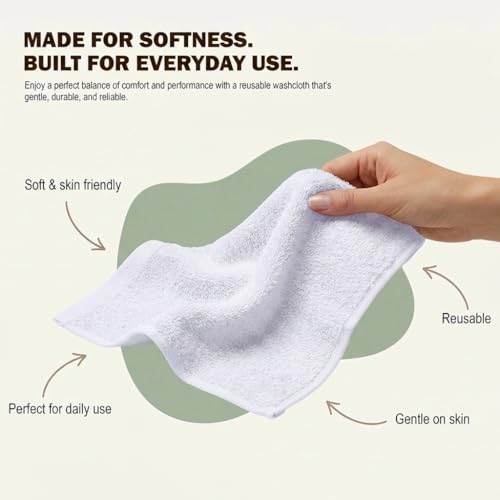 Image of Utopia Towels 60 Pack Cotton Washcloths Set, 100% Ring Spun Cotton, Premium Flannel Face Cloths, Highly Absorbent and Soft Feel Fingertip Towels, White