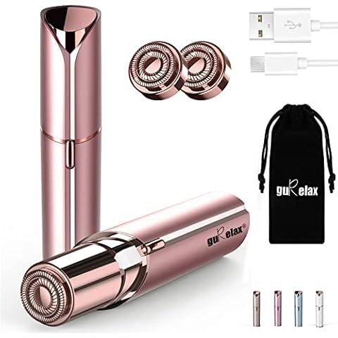 Facial Hair Removal for Women, Gurelax Touch Painless Hair Remover, Womens Face Shavers/epilator Rechargeable, Included 2 x Replacement Heads, Best Peach Fuzz Trimmer for Upper Lip, Chin, Mustache Cover