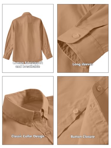 Image of DHTS Boys' Dress Shirts Toddle Boy Long Sleeve Uniform Shirt for Kids