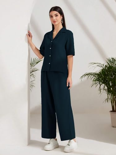 Image of TOPLOT Women's Co-ord Set | Short Sleeve Top & Bottom | Stylish Matching Set | Comfortable Fit Wear | Trendy Look Styling | Easy Movement | Perfect for Casual (5232)