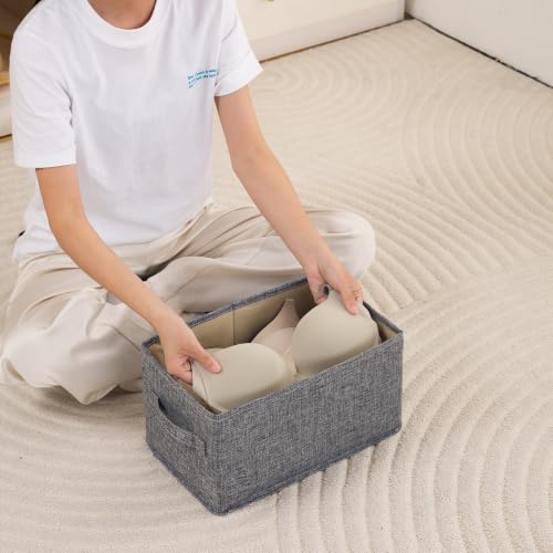 Image of HOKIPO Fabric Cloth Organizer for Wardrobe | Storage Bin for Wardrobe Fabric Organizers with Handle, Small, Pack of 1 - Grey (AR-6683-GRY)