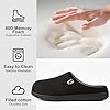 LongBay Men's Memory Foam Slippers Slip On Warm Fluffy House Shoes Black, 10 #4