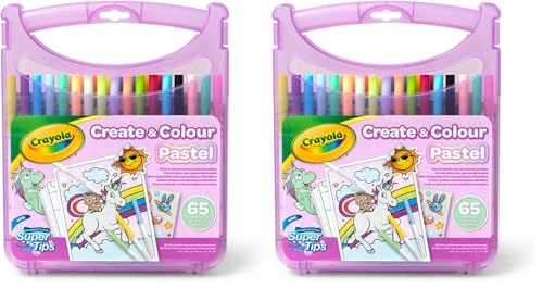 CRAYOLA Pastel Create & Carry Case | 65+ Pieces Including Markers, Stickers, Line Art | Ages 4+ (Pack of 2)