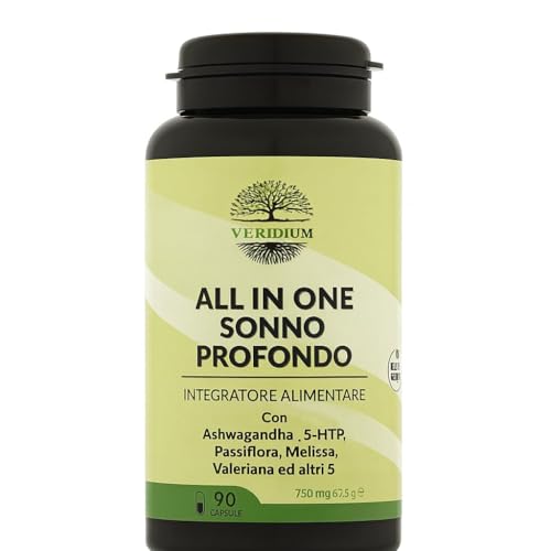 All in One Sonno Profondo Tutto in Uno + Melatonina e Valeriana Forte, Passiflora, Ashwagandha,...