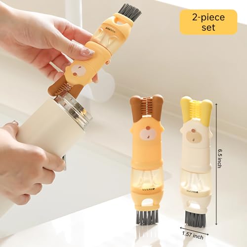 Image of 5 in 1 Cup Lid Cleaning Brush, Multifunctional Crevice Portable Cup Lid Cleaning Brush for Home Kitchen Crevice Cleaning Tools for Bottles, Gap Tight Spaces Cup, 2 Pcs