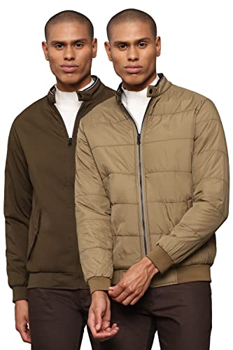 Image of Allen Solly Cotton Men Brown Solid Full Sleeves Casual Short Length Jacket