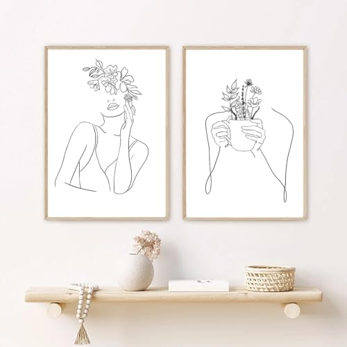 Toile dessin au trait femme au rendu galerie d'art moderne