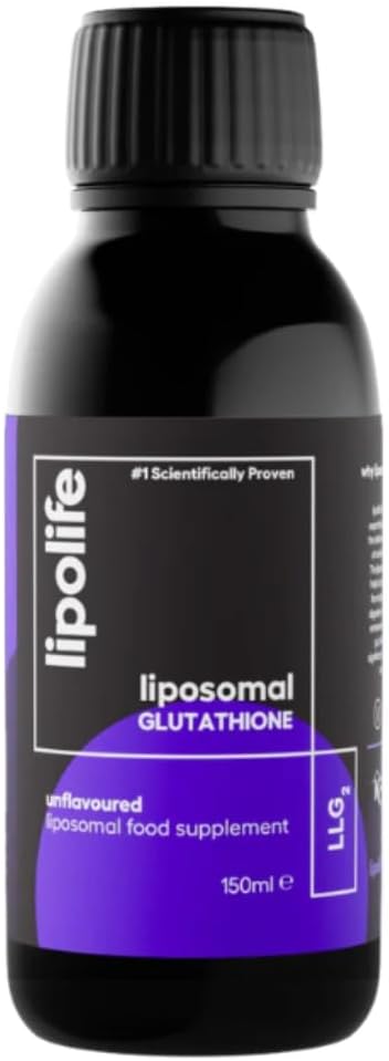 Glutathione Liposomal Liquid 150ml - Unflavoured, High Strength, Bioavailable Antioxidant Supplement. 30 Servings. 450mg Setria GSH per 5ml. lipolife