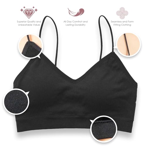 Alyce Intimates Pack of 5 Seamless Ribbed Sleep Bras for Women- Wireless, Padded Lounge Bra/Soft Sleeping Bralettes3