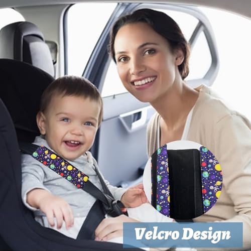 Image of Baby Seat Belt Strap Cover, 2 Pcs Kids Car Seat Belt Cushions Pads, Shoulder Strap Protectors for Girls Boys (Space 4A)