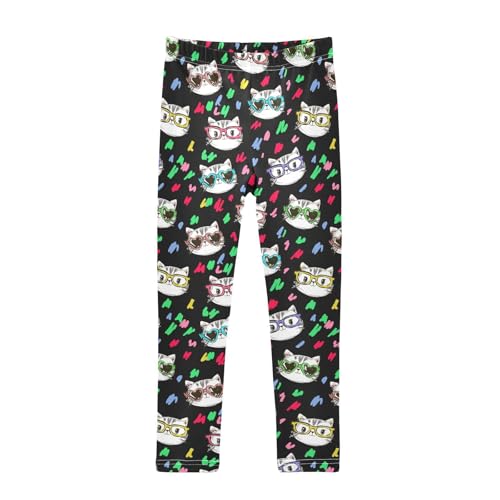 Girls Basic Leggings Baby Girls Pants Cat Colorful Soft Footless Stretchy Tights Pants 4-10Y