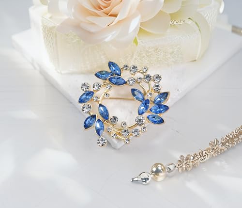 Image of Gyn&Joy Clear Crystal Rhinestone Floral Wreath Pin Brooch BZ005