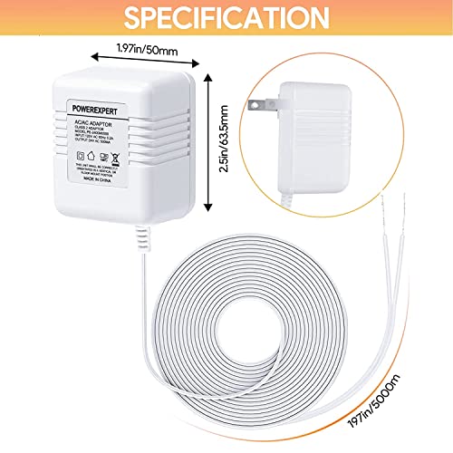 24V Doorbell Transformer For Wyze Doorbells, 16.5Ft Long C Wire Adapter, Power Supply With Ring, Wyze, Eufy, Nest Hello Doorbells #TOP3