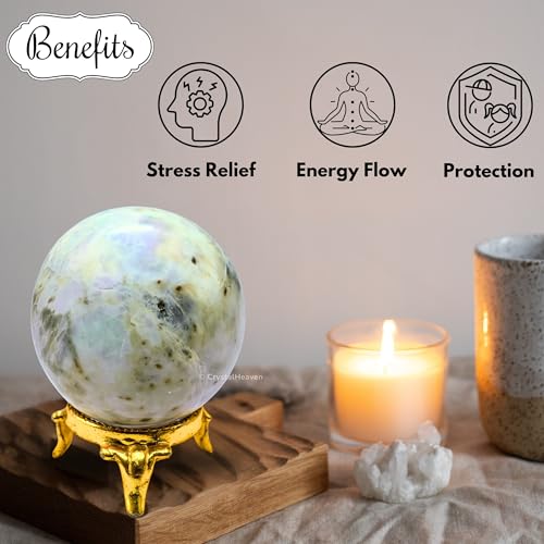 Image of Certified Hackmanite Crystal Ball for Meditation - Premium Crystal Vastu Items for Home and Feng Shui Items for Good Luck - Ideal for Pooja Supplies and Spiritual Practices (1.5 inch Inch)