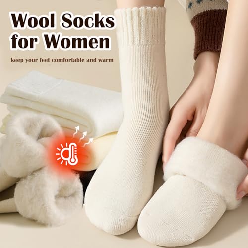 Image of Women's Warm Thick Socks Thermal Plush Winter Casual Cotton Cozy Socks Perfect Gifts for Women