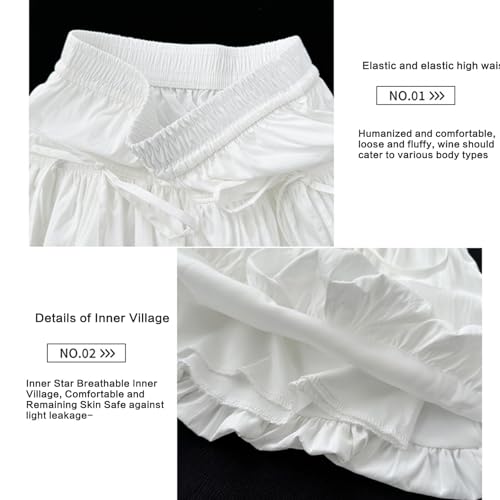 Womens Elastic Waist Sweet Bowknot Layered Ruffle Bubble Short Skirt Solid Color Flared A Line Balloon Skirt Streetwear3